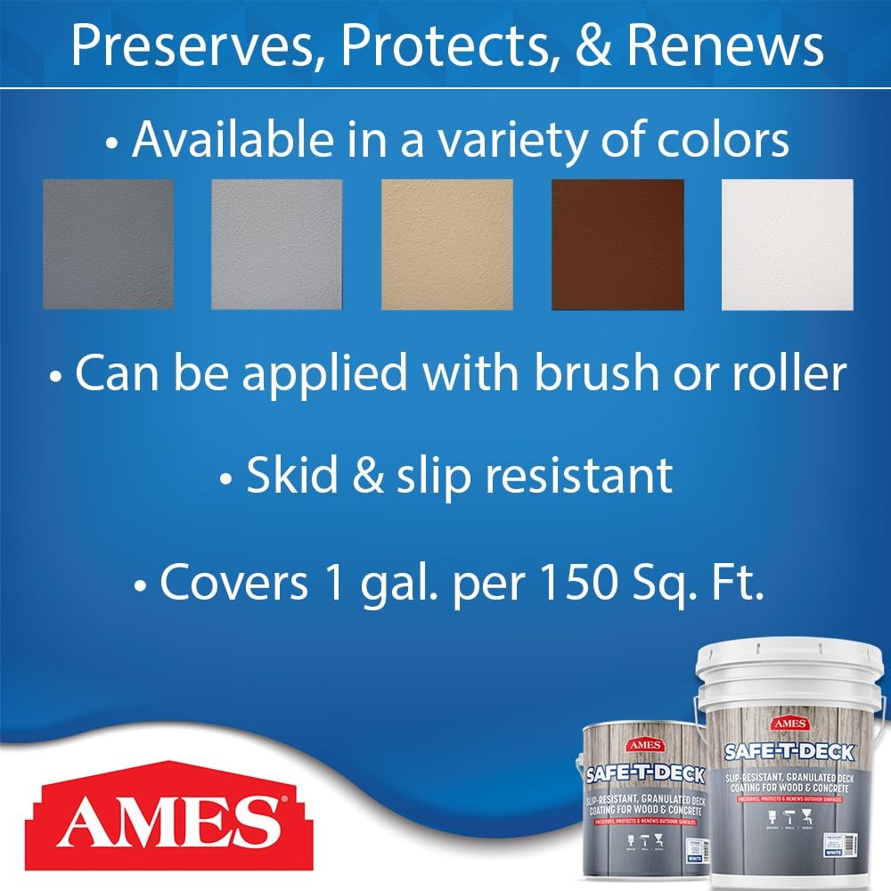 Ames Safe-T-Deck Granulated Formula Exterior Paint – 1 Gallon Khaki Tan Paint –