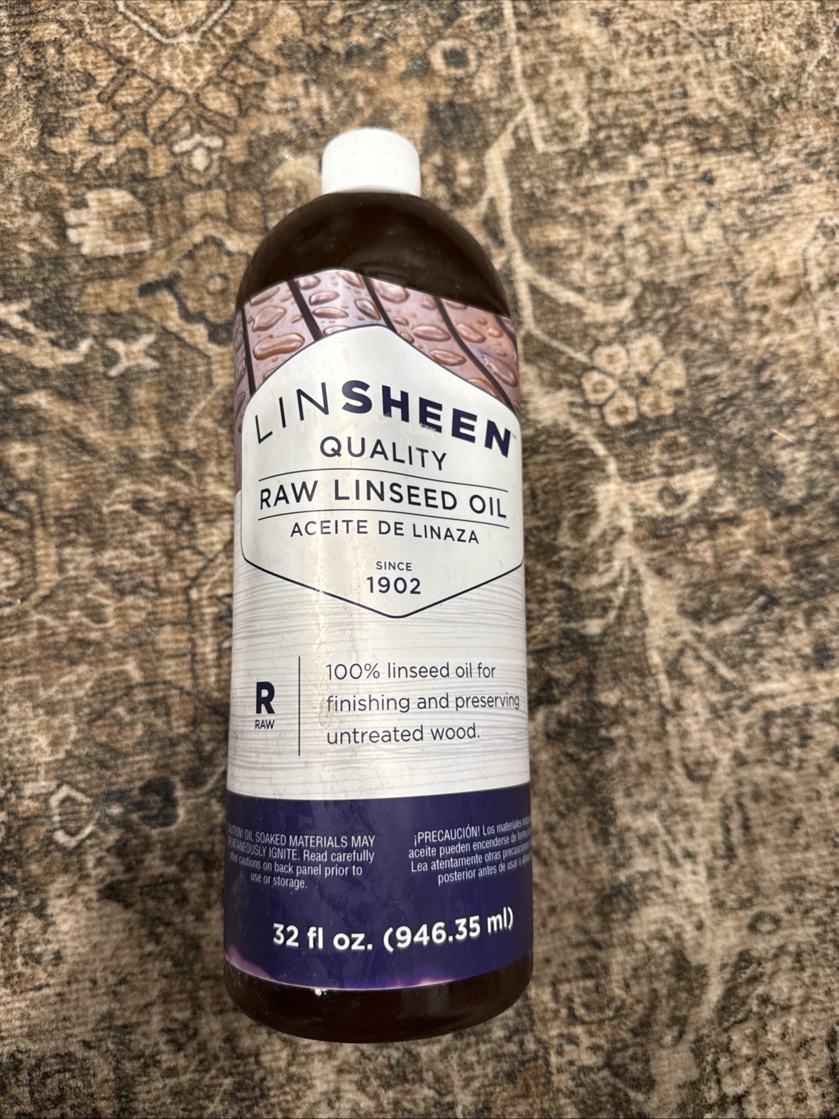 LinSheen Raw Linseed Oil – Flaxseed 32 Fl Oz (Pack of 1), Natural Raw
