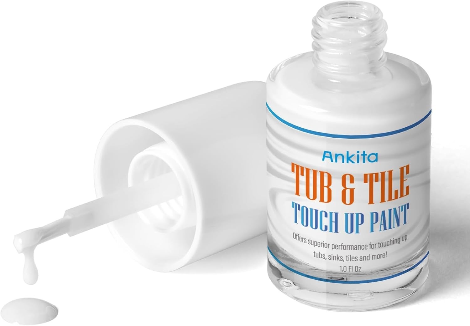 Transform Your Bathroom with High-Gloss Non-Toxic Tub Paint – 1oz White