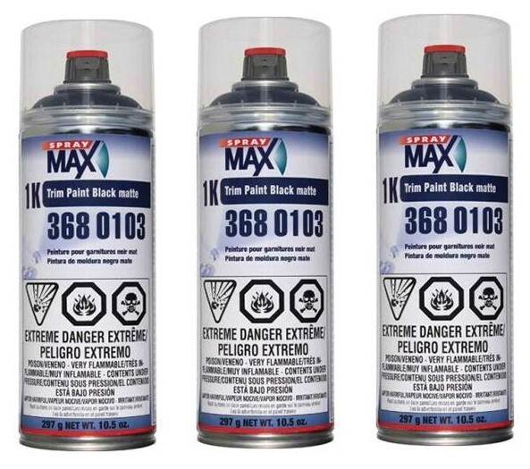 Spray max 1k Trim Paint MATT BLACK – 3680103 (3 Pack)