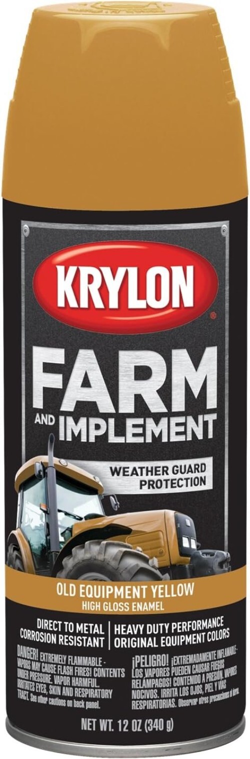 Farm & Implement Spray Paint, High Gloss, Old Equipment Cat Yellow, 12 oz.