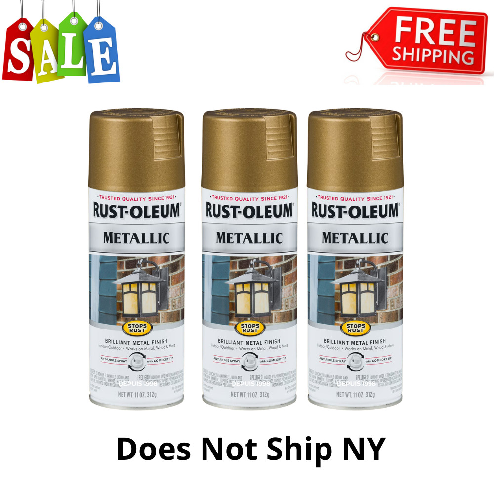 3 Pack Rust-Oleum Metallic Spray Paint, Champagne Bronze Protective Enamel, 11oz