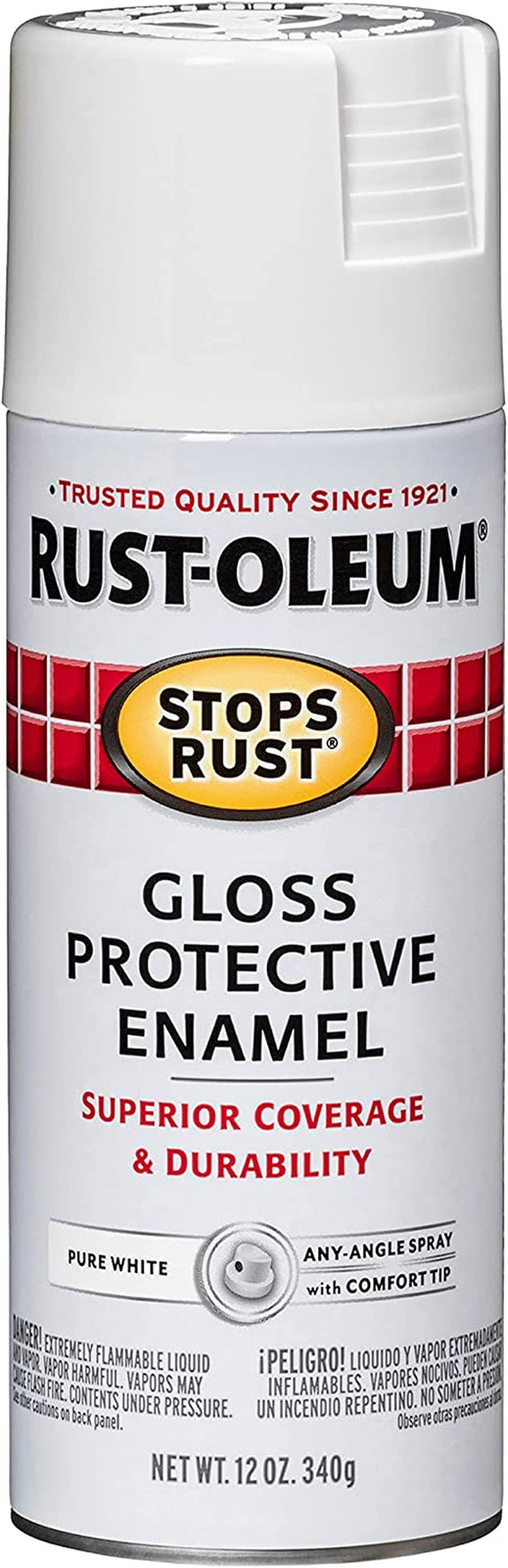 250702 Stops Rust Spray Paint, 12 Oz, Gloss Pure White