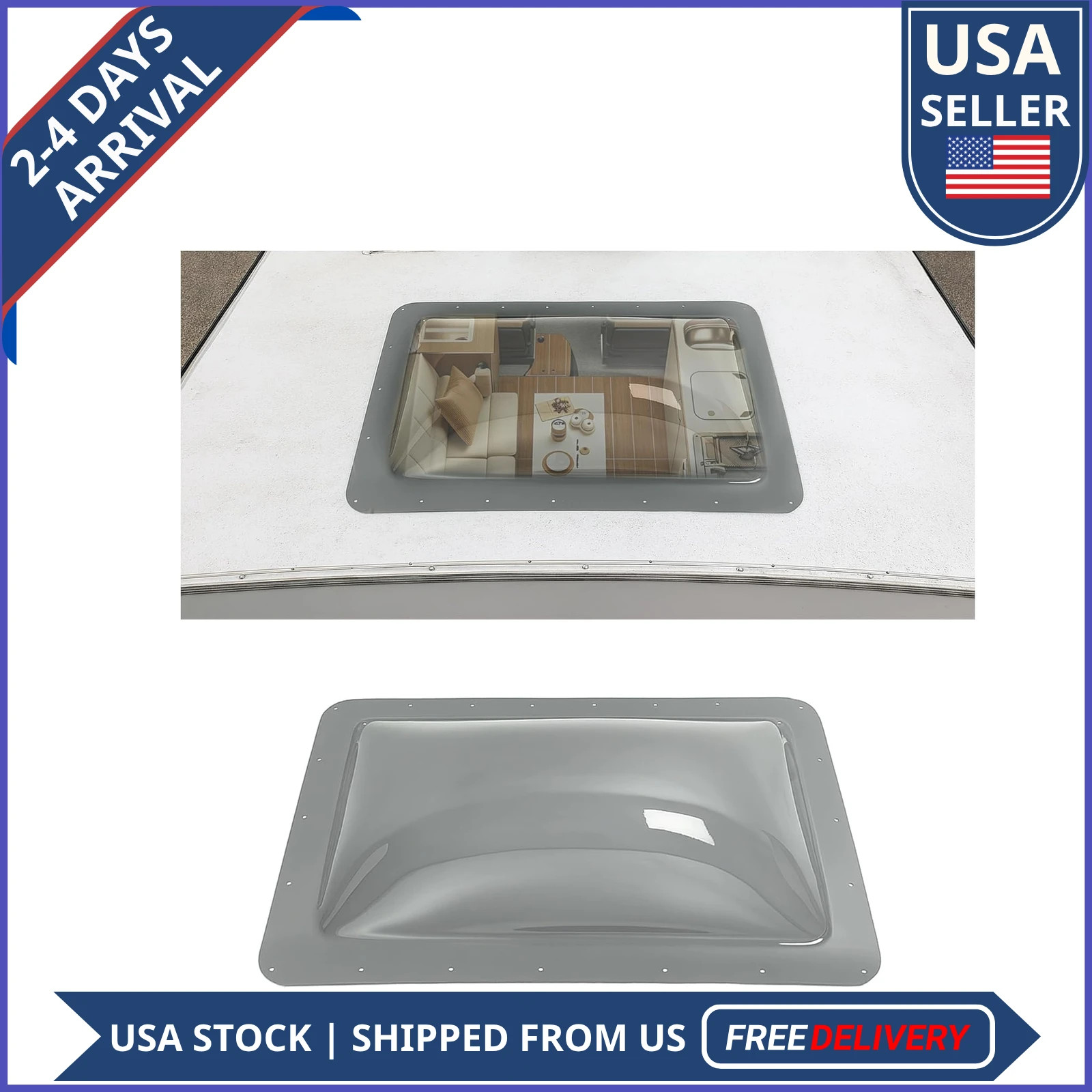 RV Skylight Replacement 18 x 26 for 14 x 22 Roof Opening Camper Motorhome White