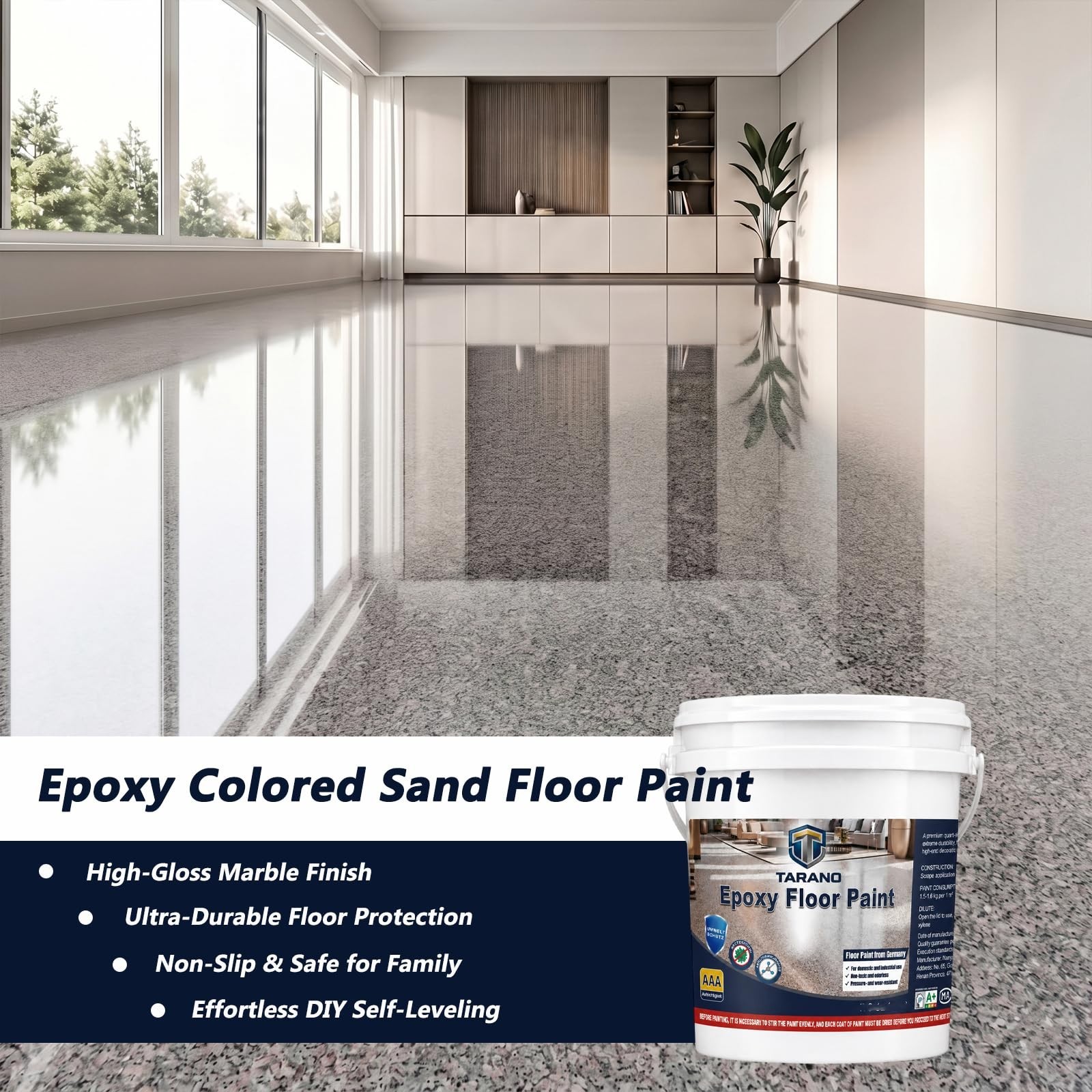 Colored Epoxy Floor Paint for Concrete | Self-Leveling, High-Gloss, Non-Slip Fin