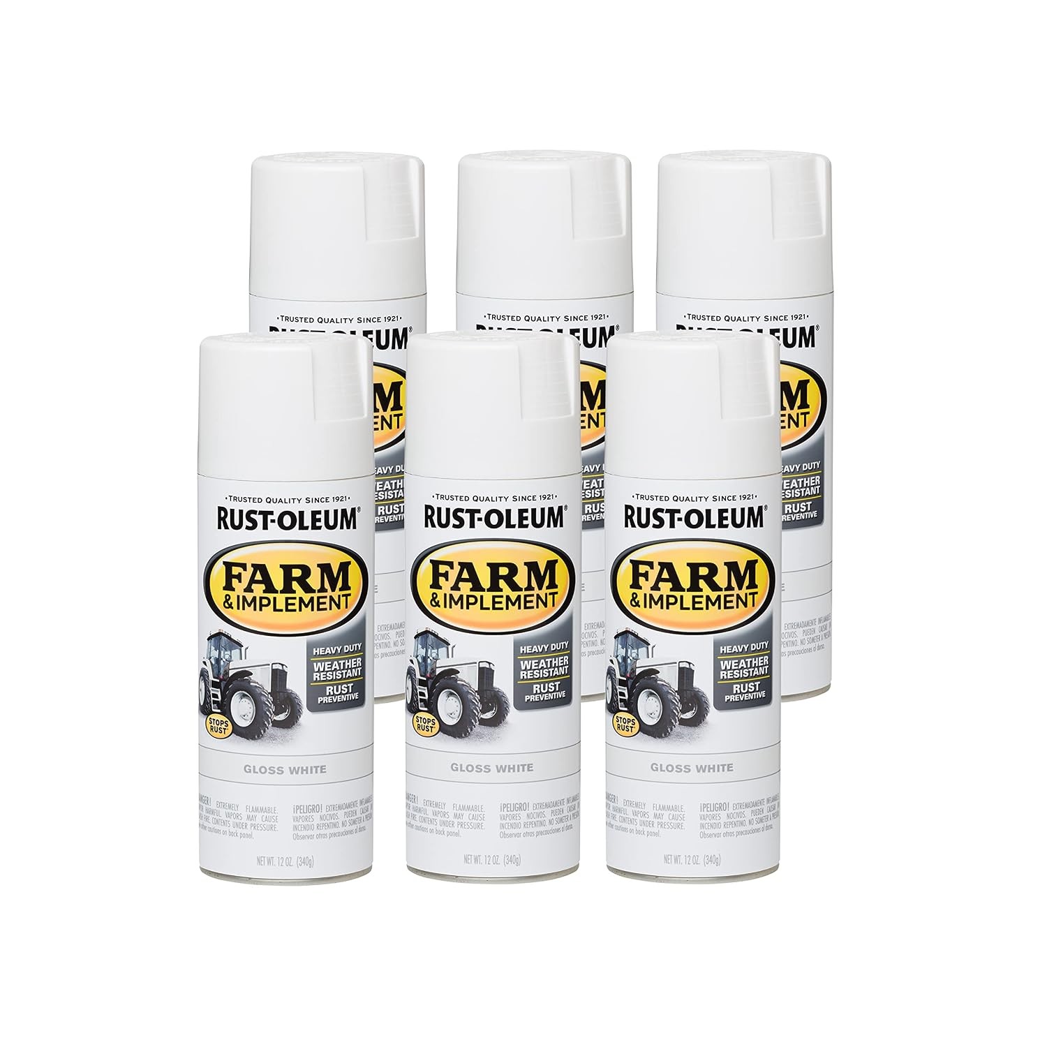 Rust-Oleum 280140 Farm & Implement Spray Paint, 12 oz, Gloss Caterpillar Yellow