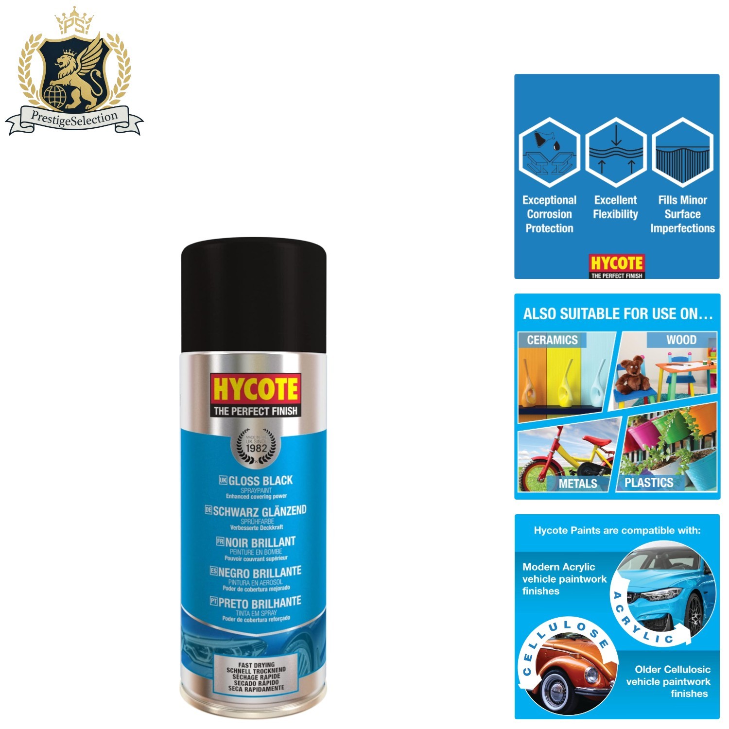 Fast Drying 13.5 Oz Gloss Black Spray Paint – Ideal for Metal, Ceramic & Plastic