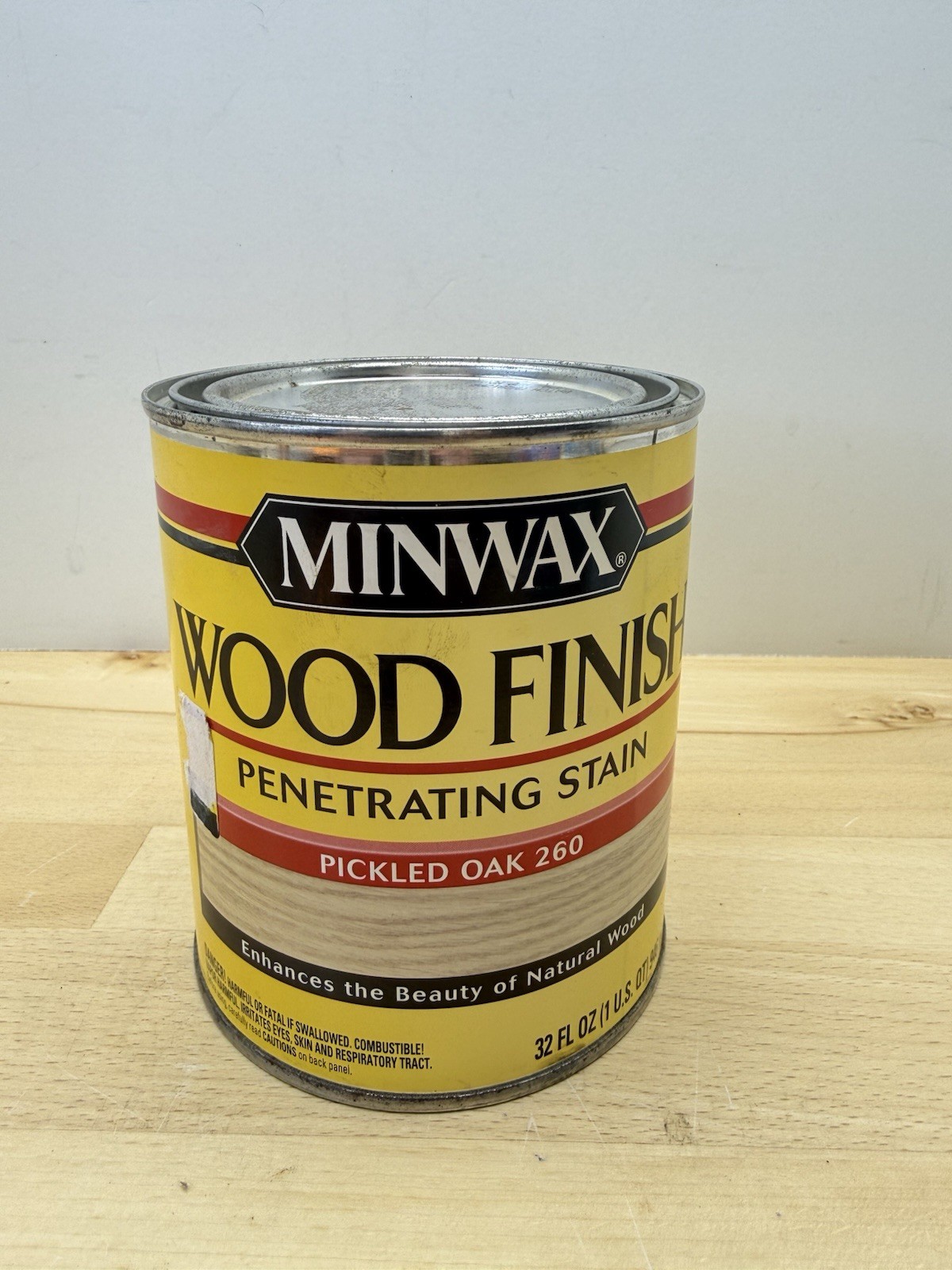 Minwax Pickled Oak 260 Wood Finish Oil-Based Wood Stain 1 Quart E