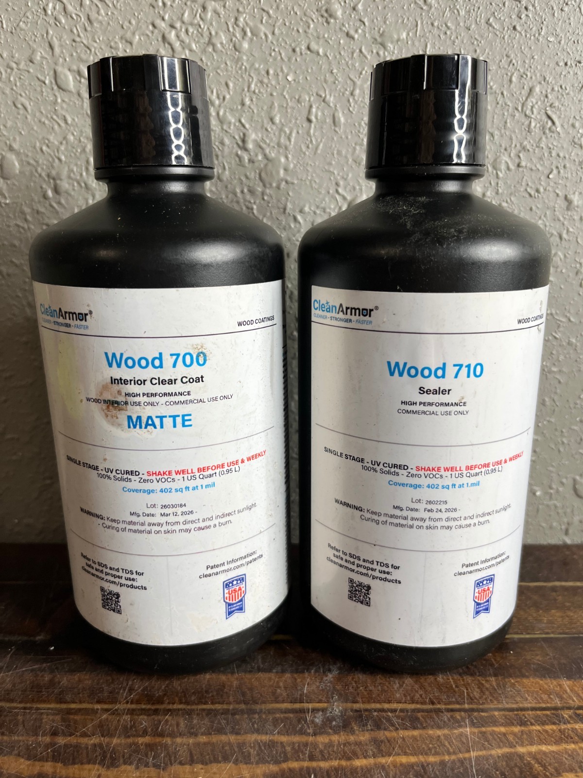 CleanArmor Wood 700 Matte Interior Clear Coat & Wood 710 Sealer Set 1 Qt Each