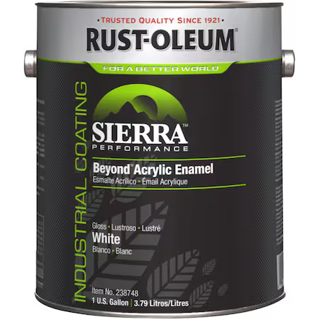 Rust-Oleum 238748 Interior/Exterior Paint, Glossy, Water Base, White, 1 Gal