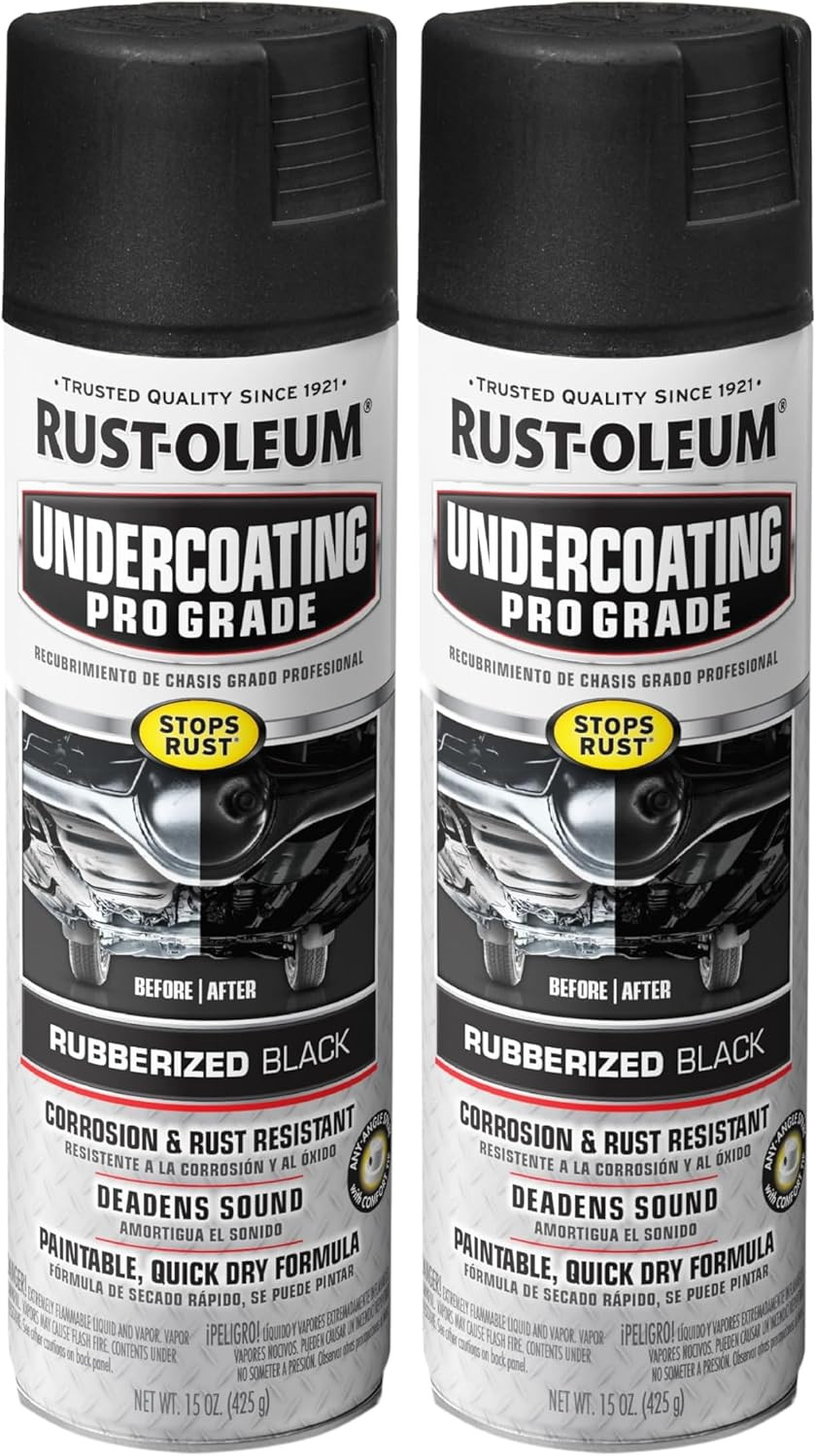 248656 Professional Grade Rubberized Undercoating Spray, 15 Oz, Black (Pack of 2