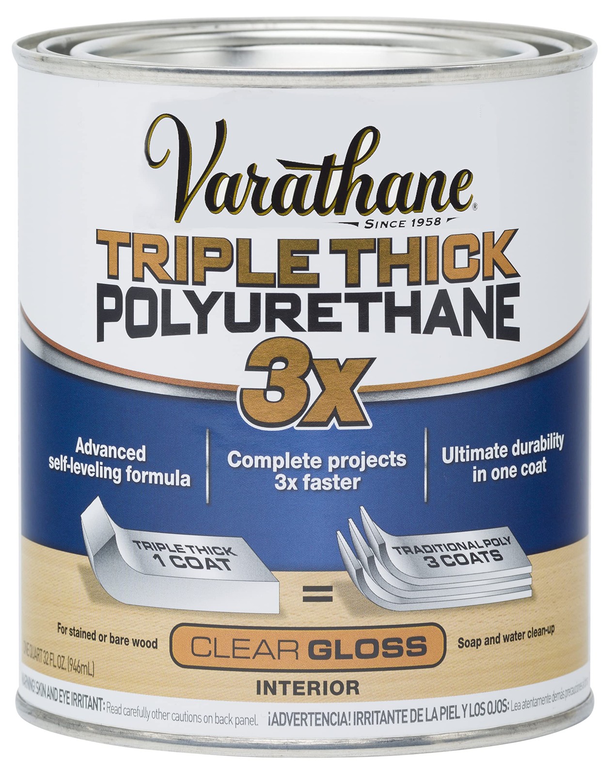 Varathane Triple Thick Polyurethane Clear Wood Finish | SelfLeveling Formula |