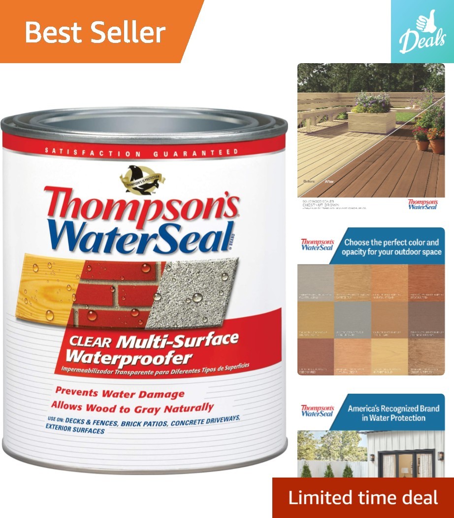 1 Quart Thompson’s Clear Waterproof Stain for Wood, Brick & Concrete Surfaces