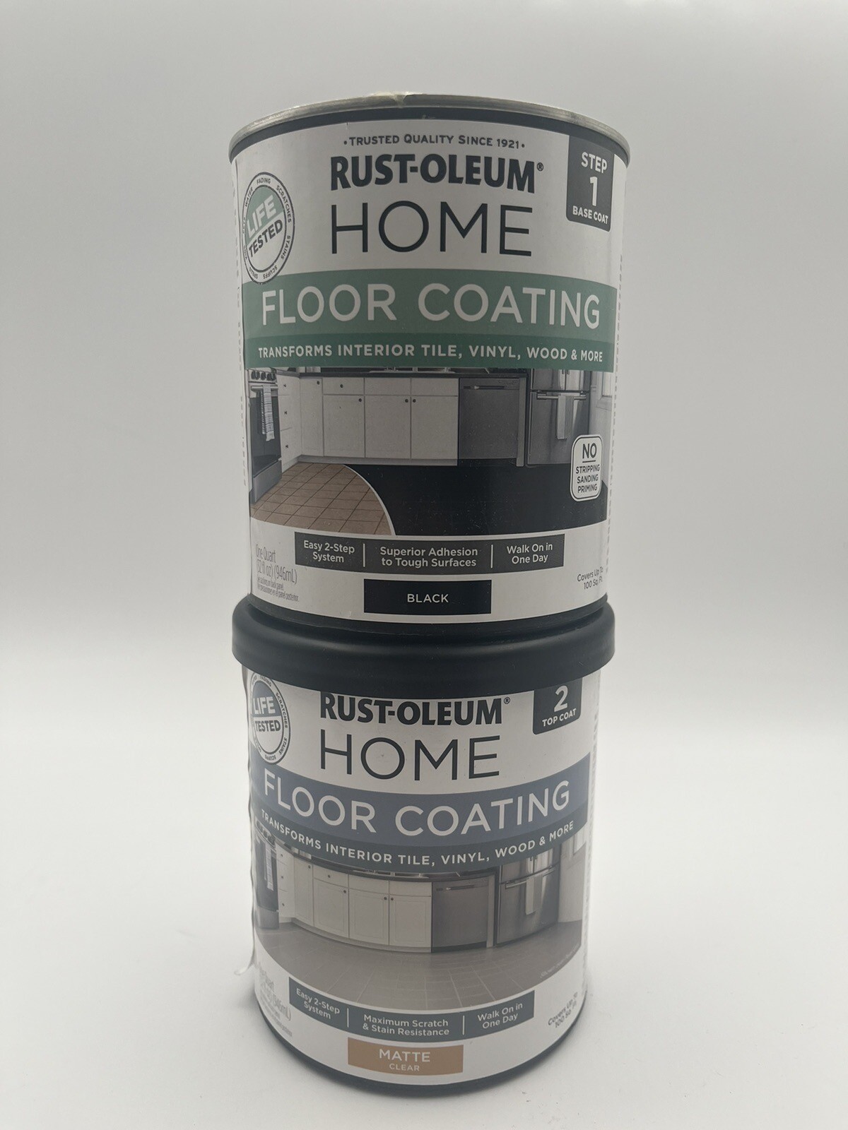 Rust-Oleum Home FLOOR COATING 1 qt. Tile Vinyl Wood MATTE CLEAR Paint 358871 NEW