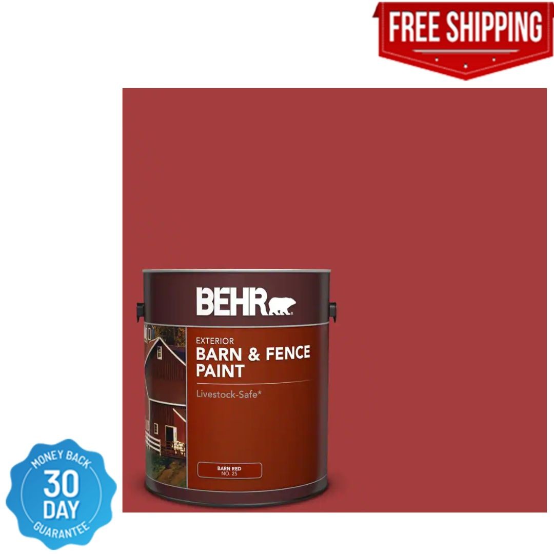 Fence Exterior Paint 1 Gallon Red Barn Livestock Safe Durable Oil Latex Adhesion