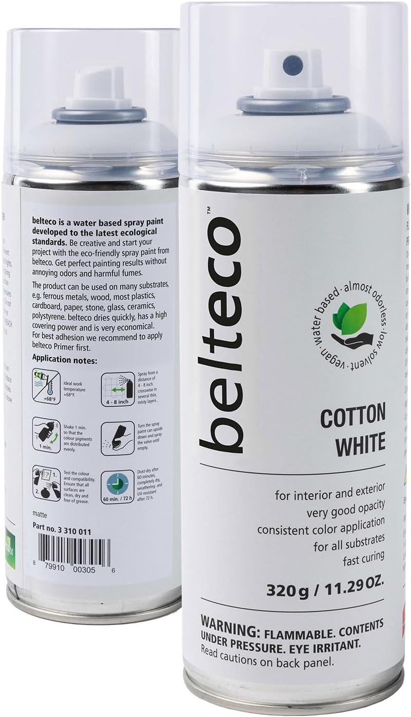 Versatile Cotton White Matte Spray Paint – Water-Based, UV-Resistant, 11.29oz