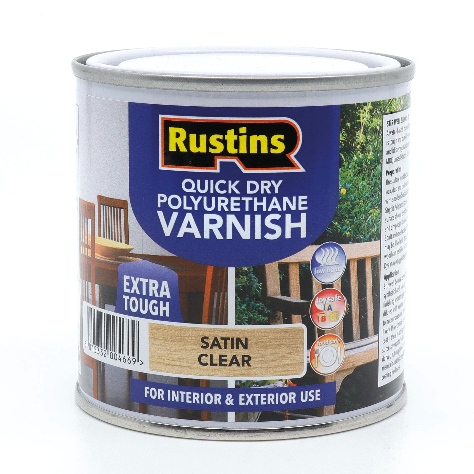 Quick Drying Polyurethane Satin Clear Varnish, 250ml (8.5 fl oz)