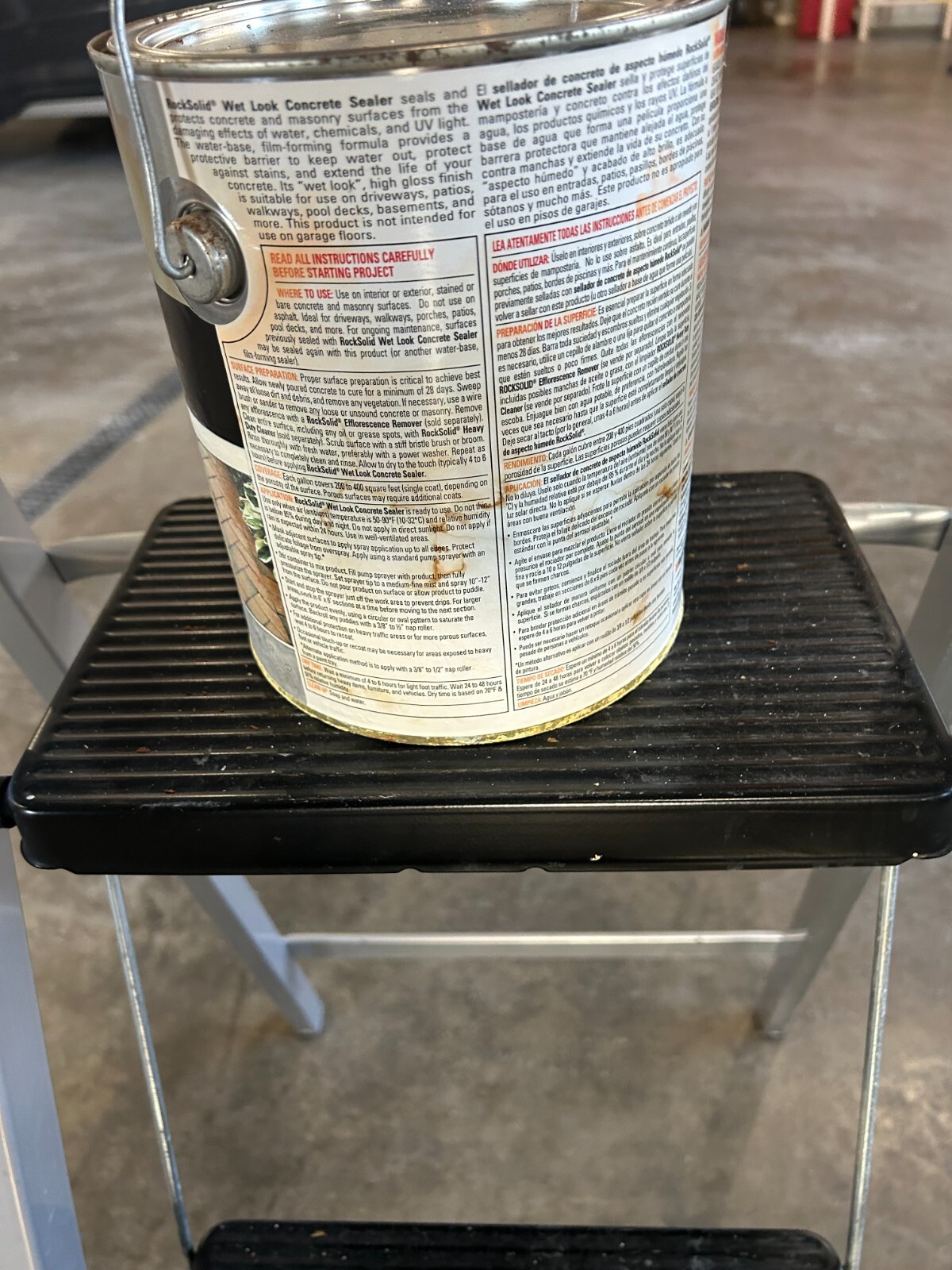 NOS 1-gallon RustOleum Rock solid Wet Look Concrete Sealer High Gloss Clear