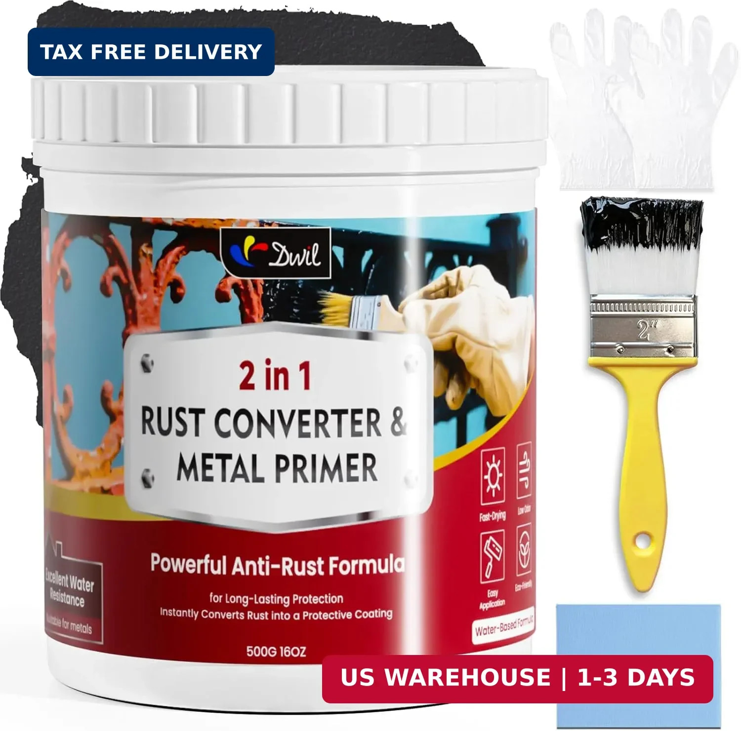 DWIL Rust Converter for Metal, 2 in 1 High-Flow Fluidity Metal Paint, Converts R