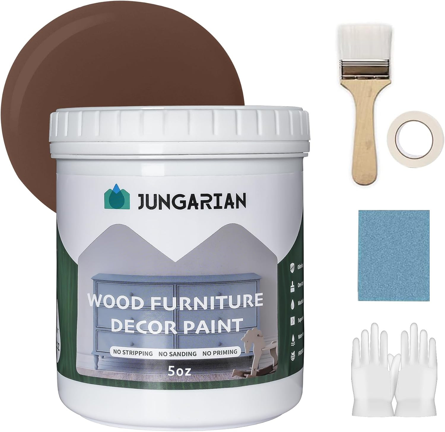 Furniture Paint Kit 5Oz with Tools – Water-Based & Low Odor No Sanding – Matte F