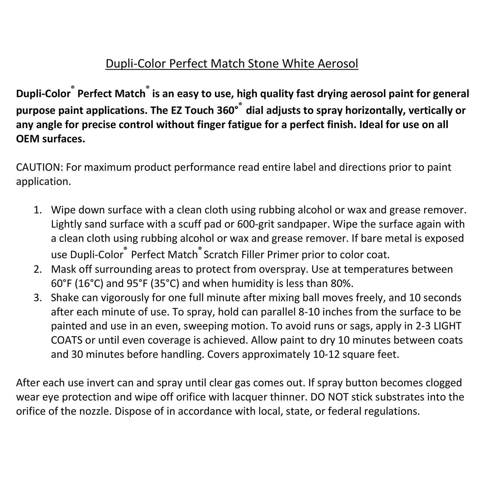 Dupli-Color EBCC04077 Perfect Match Automotive Spray Paint – Chrysler Stone…