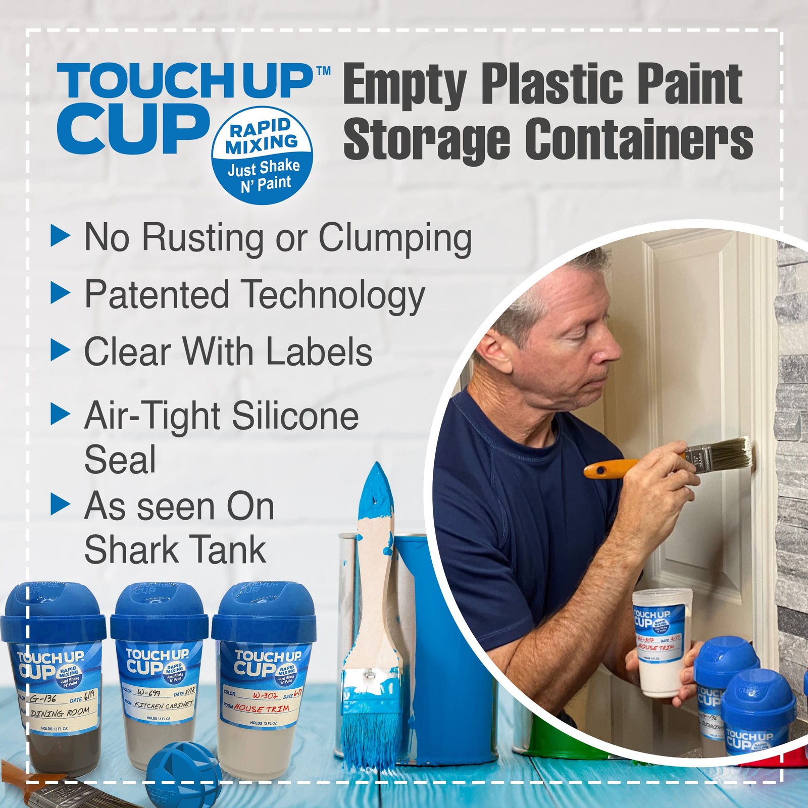 Plastic Paint Storage Containers with Lids, 13 oz, Pack of 2 for Leftover Paint