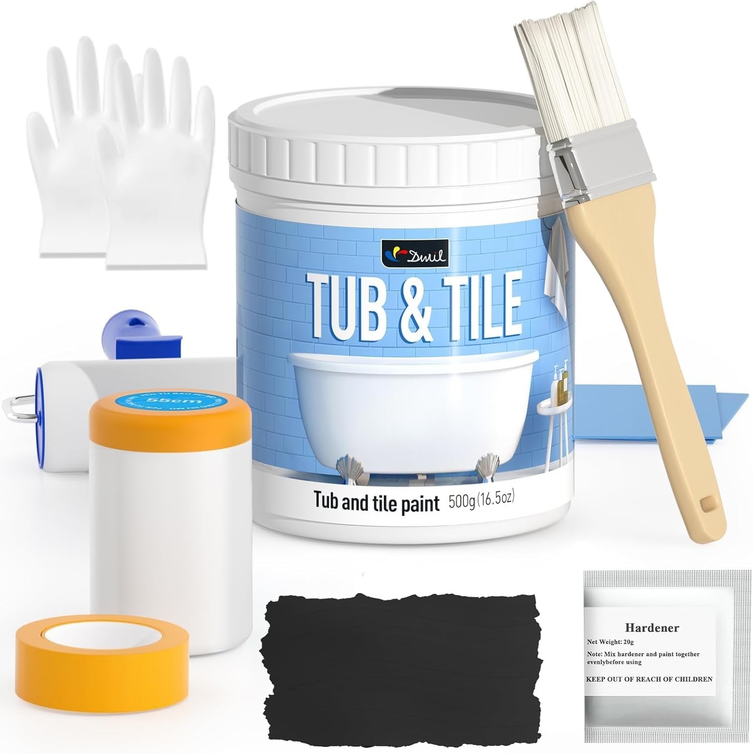 Tile Refinishing Kit with Tools – Water-Based, Low Odor Bathtub Paint, Semi-Glos