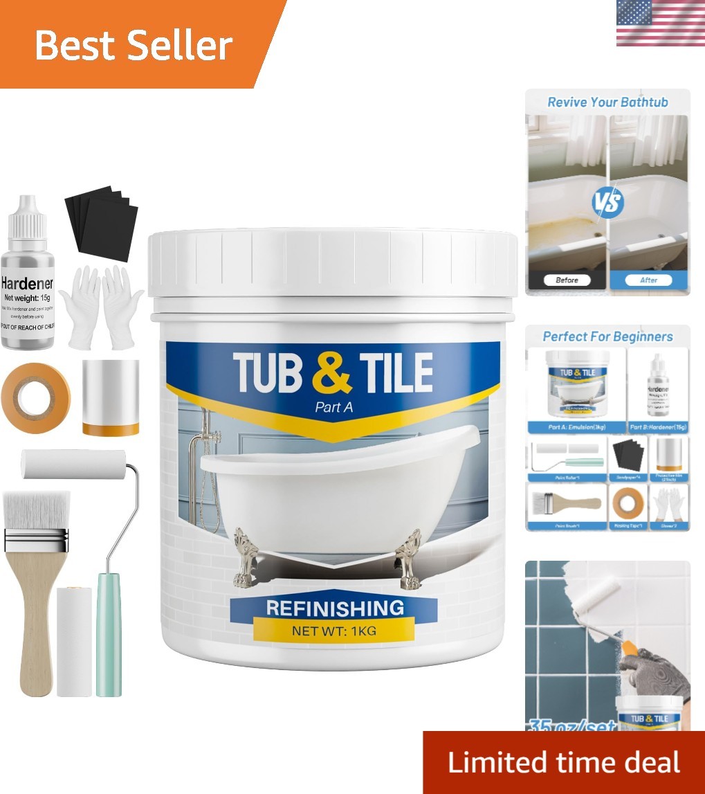 Tub and Tile Paint Refinishing Kit, 36oz Bathtub Refinishing Kit White with T…