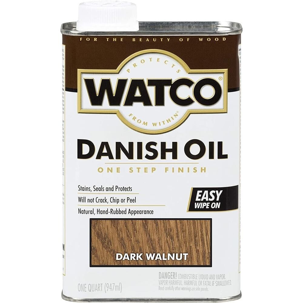 Rust-Oleum Watco 242220 Danish Oil Wood Finish, Low VOC, Quart, Dark Walnut