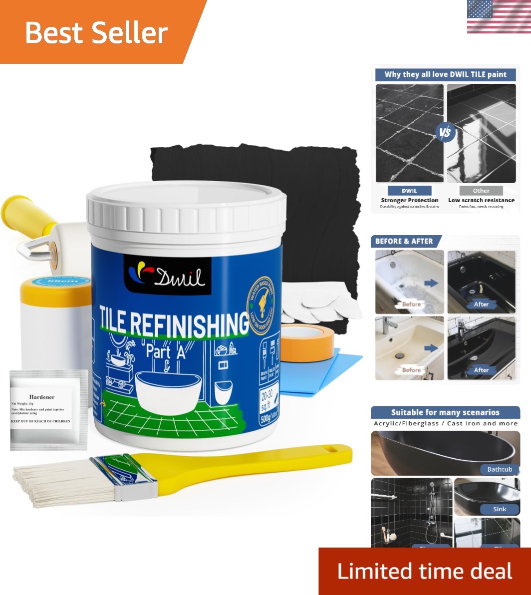Tub Paint, Tub and Tile Refinishing Kit with Tools, White Bathtub Paint Water…