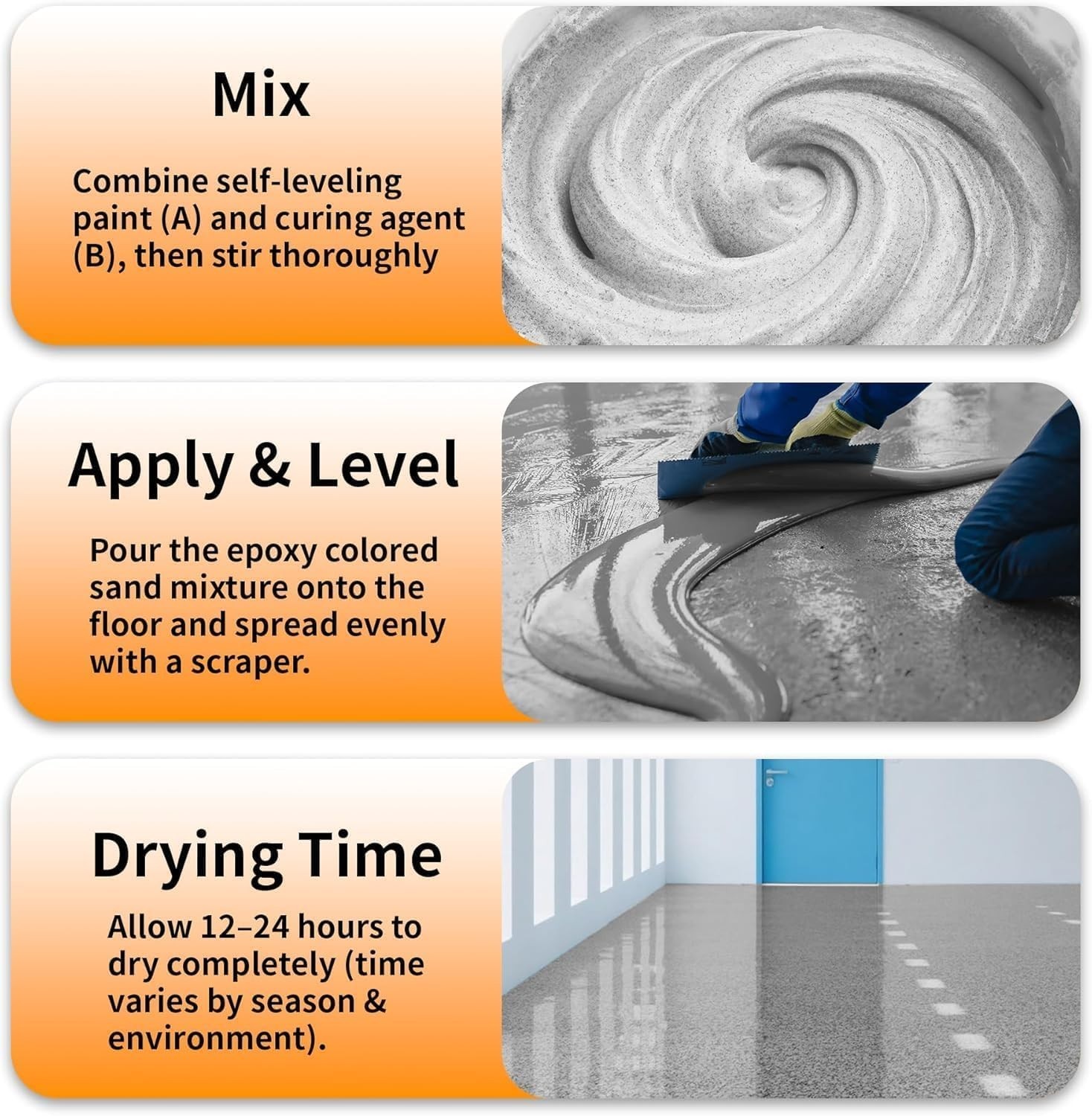 Epoxy Colored Sand Floor Paint – 35oz for Interior/Exterior Use, Sesame Gray