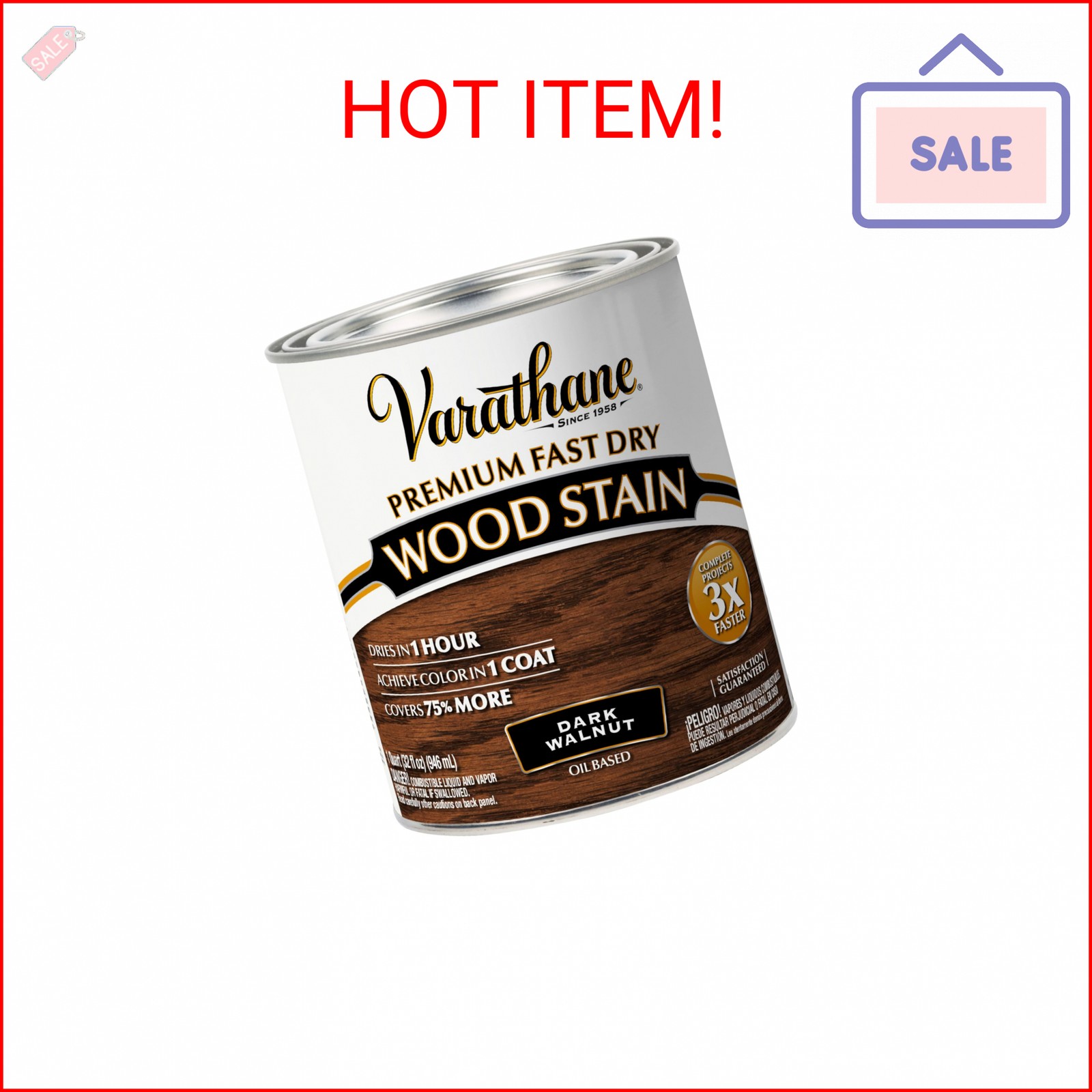 Varathane Premium Fast Dry Wood Stain | 1 Hour Dry Time | 1 Coat Color | Interio