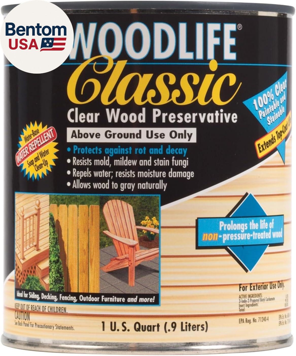 WOODLIFE 902 Wolman Classic Clear Wood Preservative-Above Ground, Quart, 0.95 Li