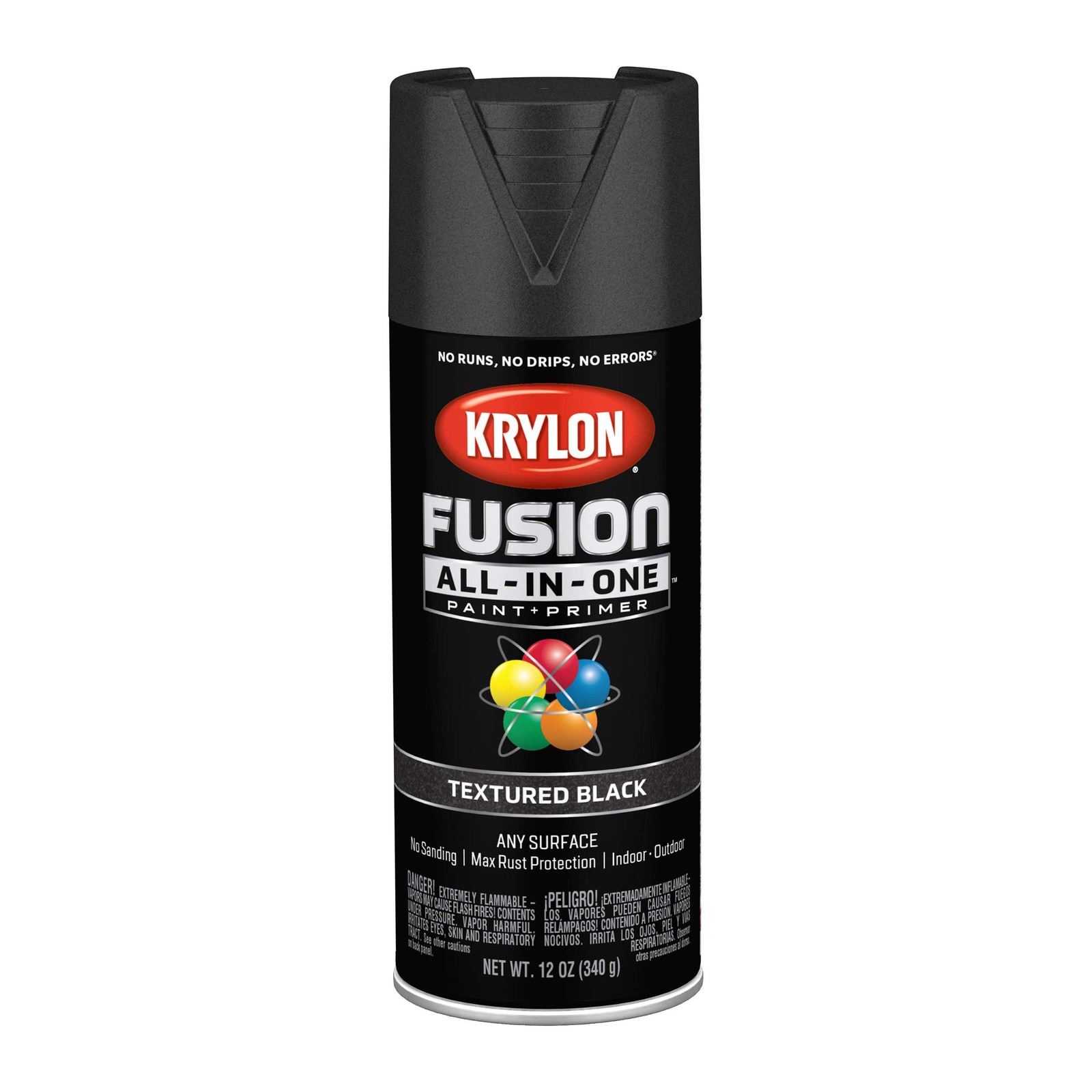Krylon All In One Spray Paint 12 Ounce Indoor Outdoor Superior Adhesion Black