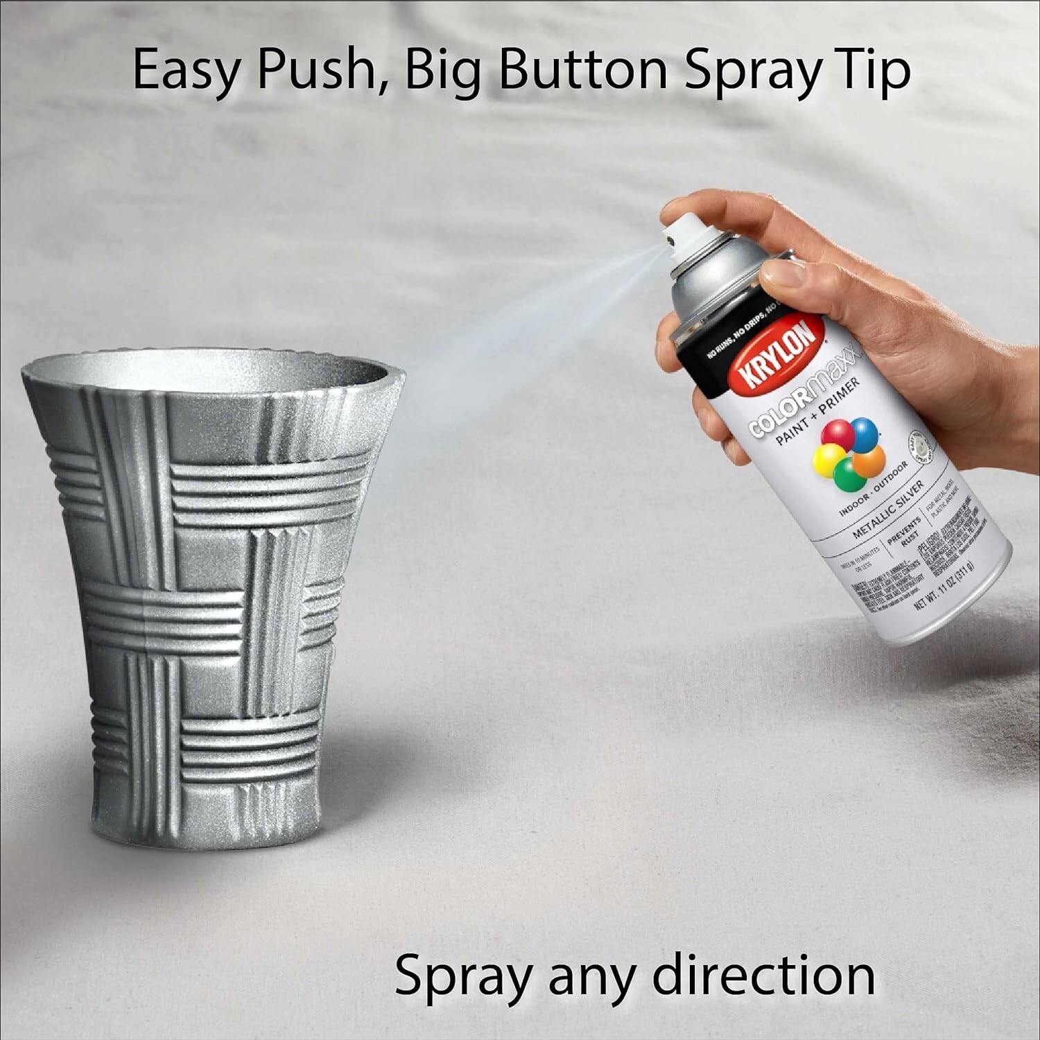 Krylon Colormaxx ~ Metallic Silver ~ Spray Paint 11 oz Paint + Primer 5590