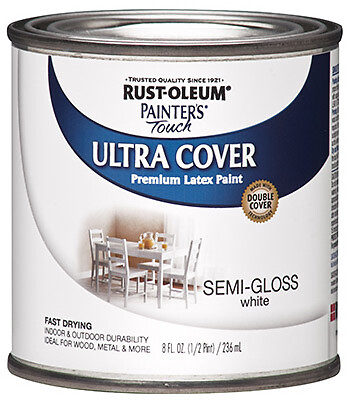 Rust-Oleum 1993-730 Painter’s Touch Ultra Cover Latex Paint, Semi-Gloss White,