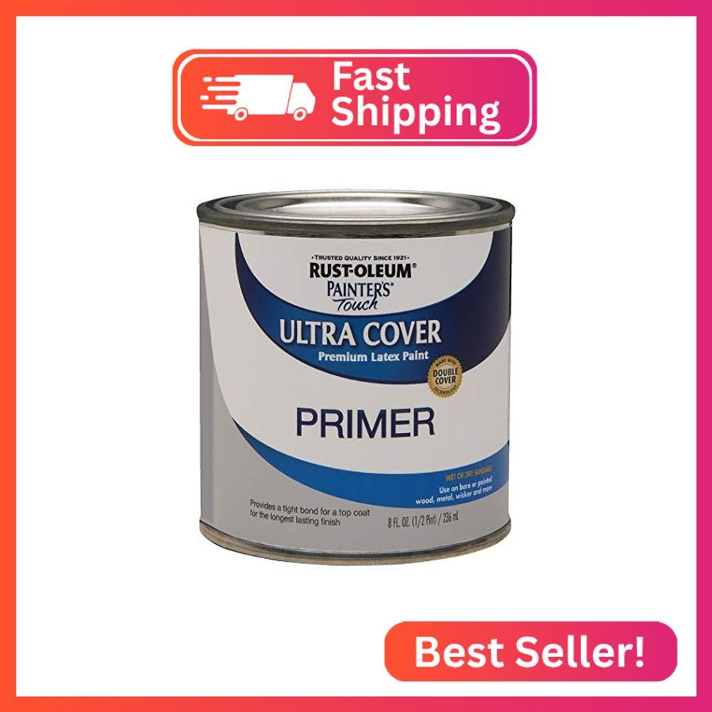 Rust-Oleum 1980730-6PK Painter’s Touch Latex Primer, Half Pint, Flat Gray Primer