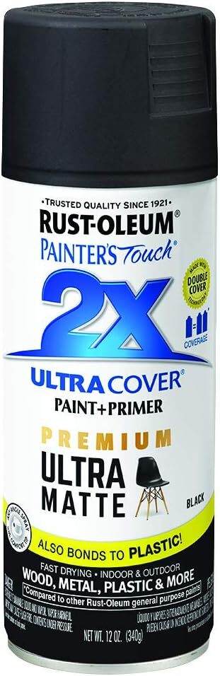 Rust-Oleum 331182 Painter’s Touch 2X Cover, 12 Oz, Ultra Matte Black