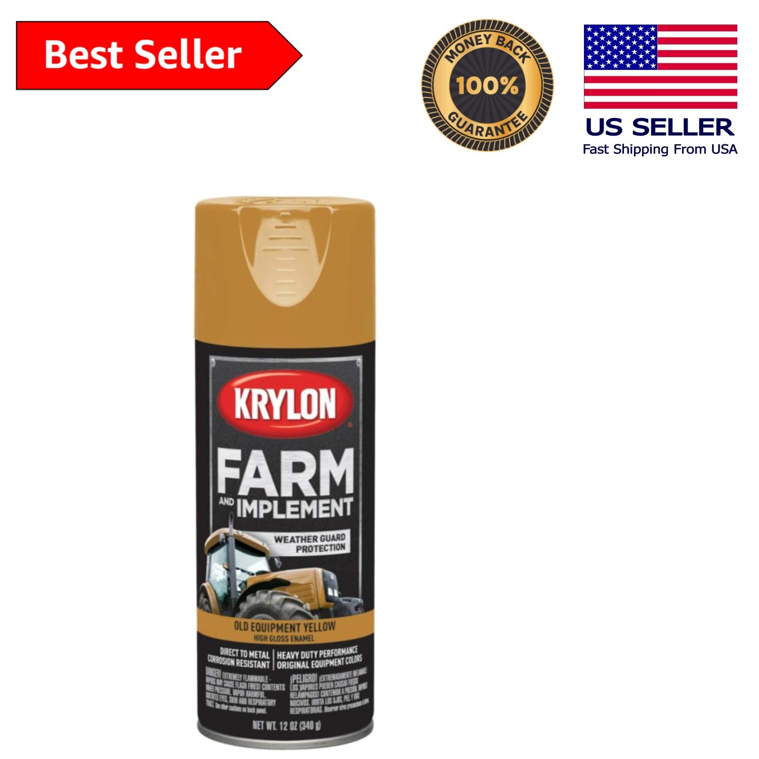 Transform Metal Surfaces with 12oz High Gloss Spray Paint – Rust-Proof Yellow