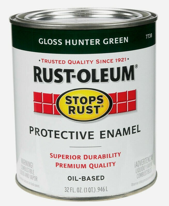 Rust-Oleum GLOSS HUNTER GREEN 1qt Stop Rust PROTECTIVE ENAMEL Oil-Based 7738-502