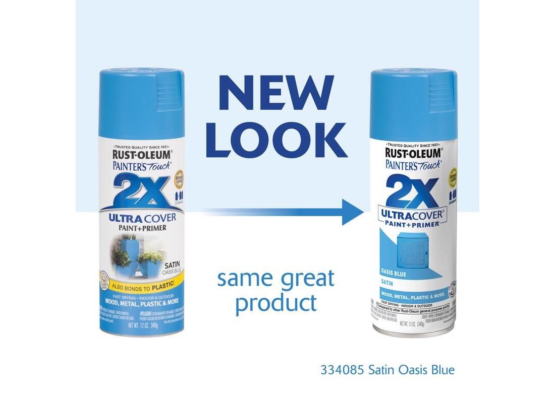PAINTER’S Touch Satin Spray Paint, Satin, Oasis Blue, 12 oz, Aerosol Can