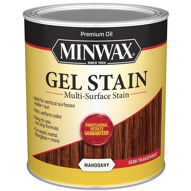 Minwax 66050000 Gel Stain, Solvent Base, Mahogany, Liquid, 1 qt