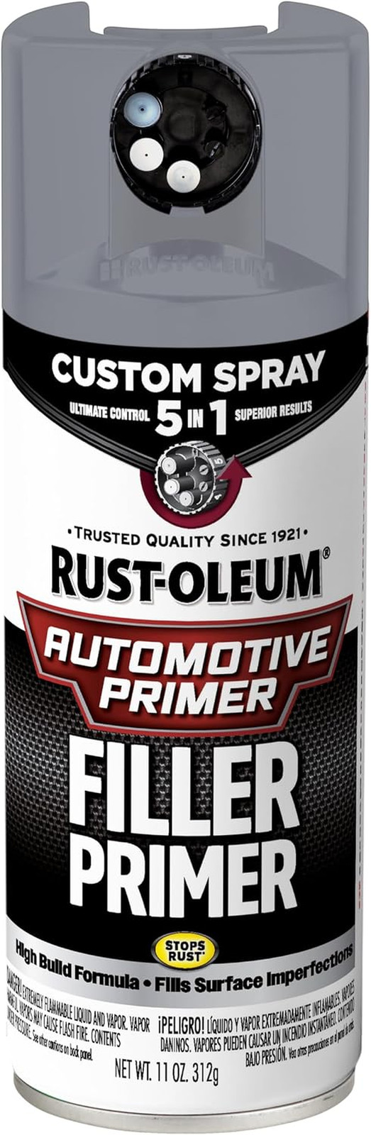 Automotive Filler Primer Custom Spray 5-In-1, 12 Oz, Gray