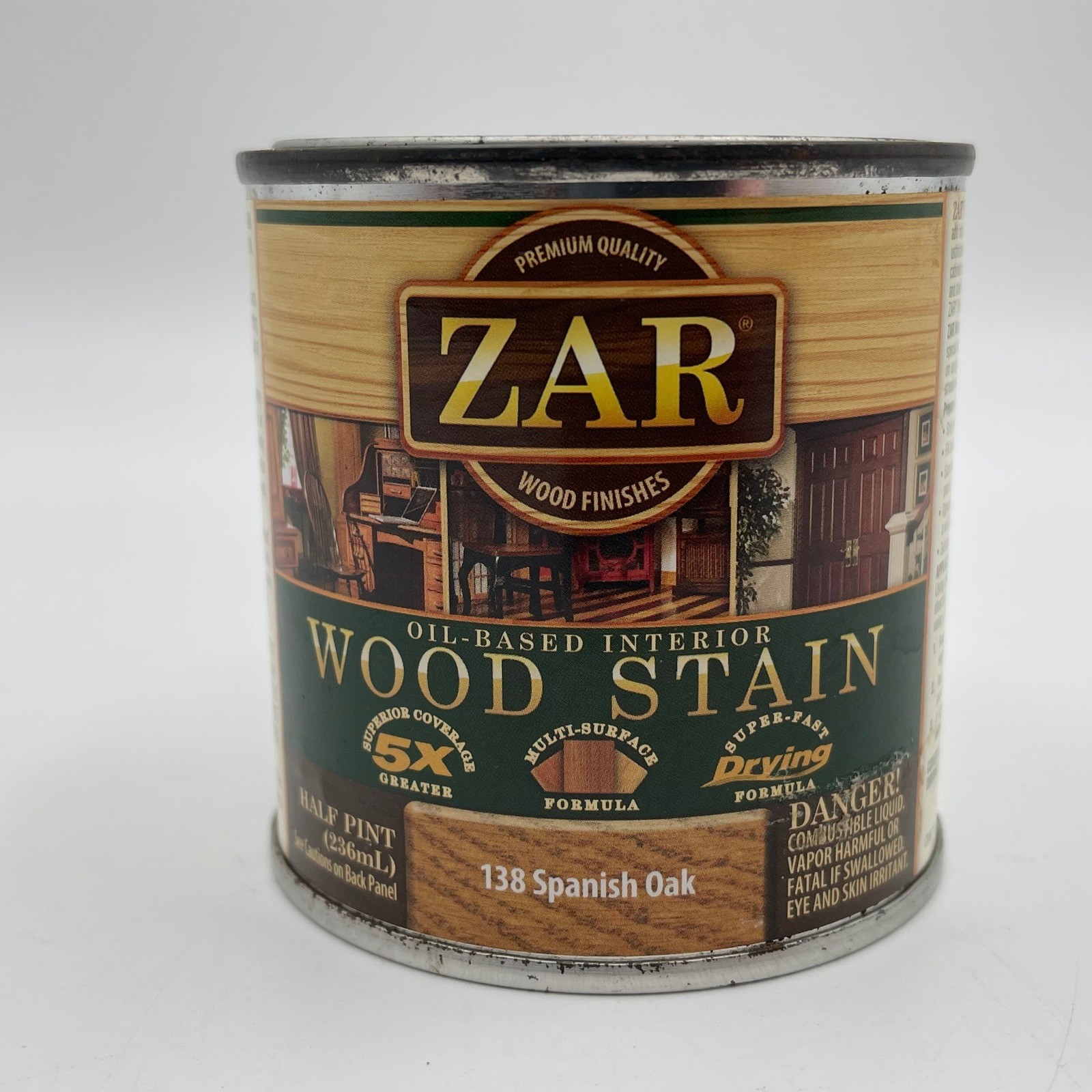 ZAR Oil-Based Interior Wood Stain 138 Spanish Oak Half Pint 236mL 13806