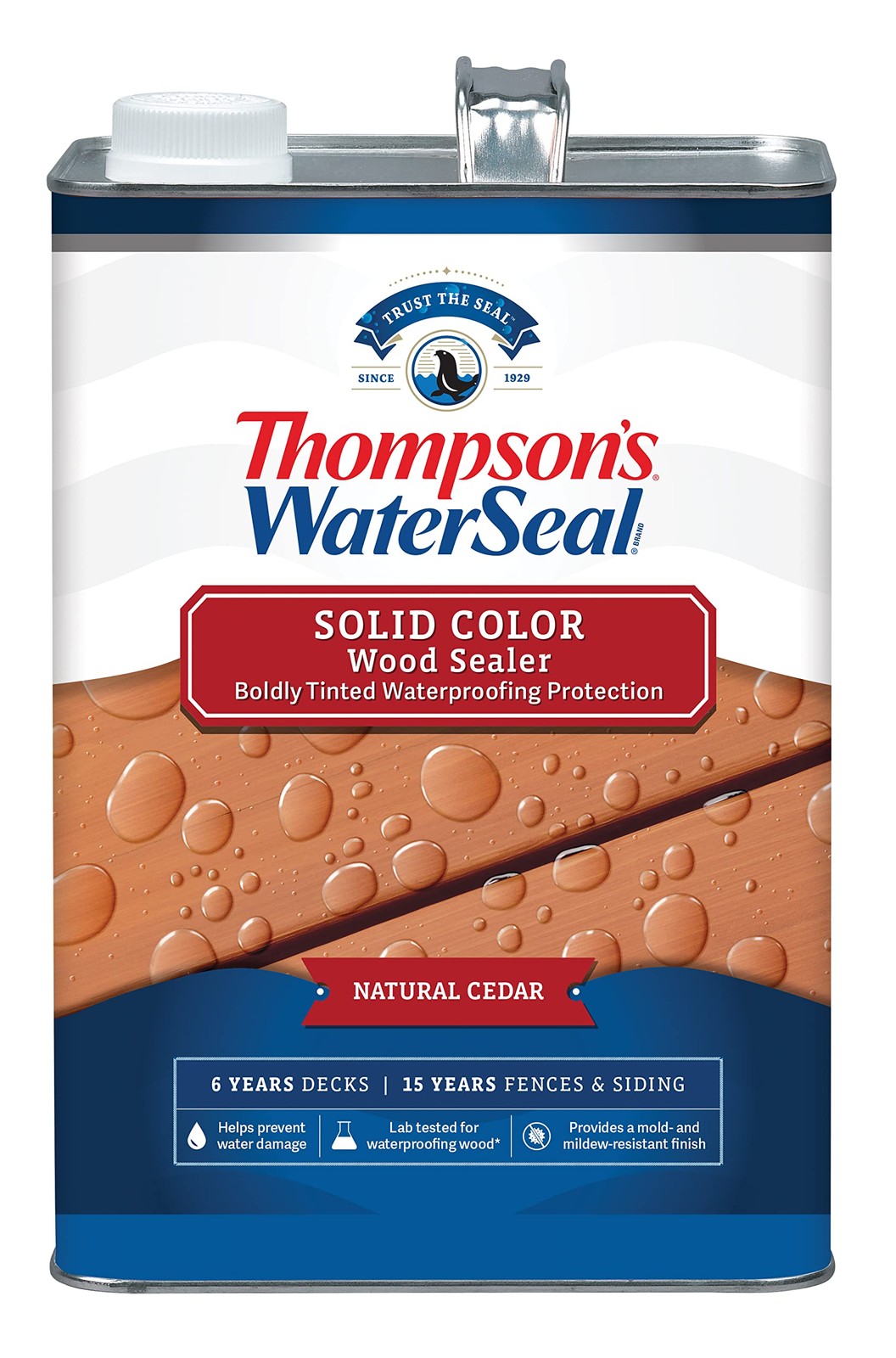 Thompson’s WaterSeal Solid Color Waterproofing Wood Stain and Sealer, Natural…