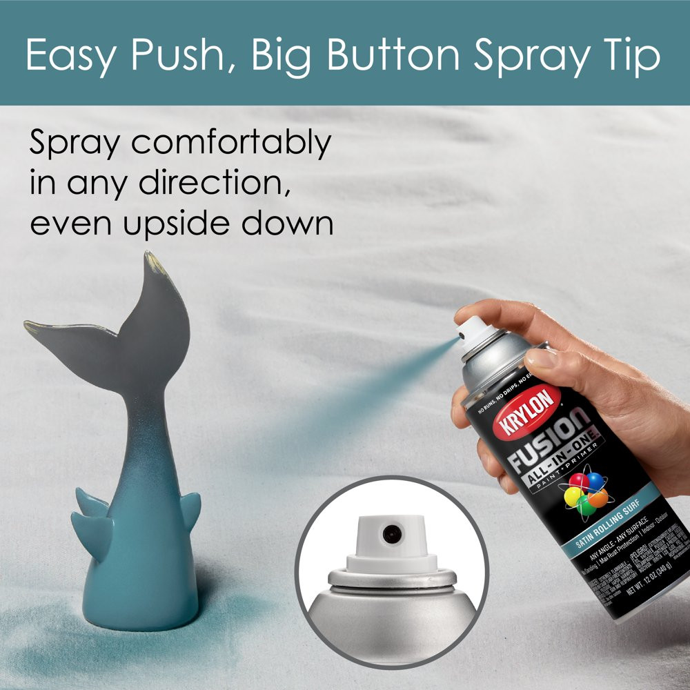 Spray Paint Satin Rolling Surf Krylon Fusion All-In-One Rust Protection 12 Oz.