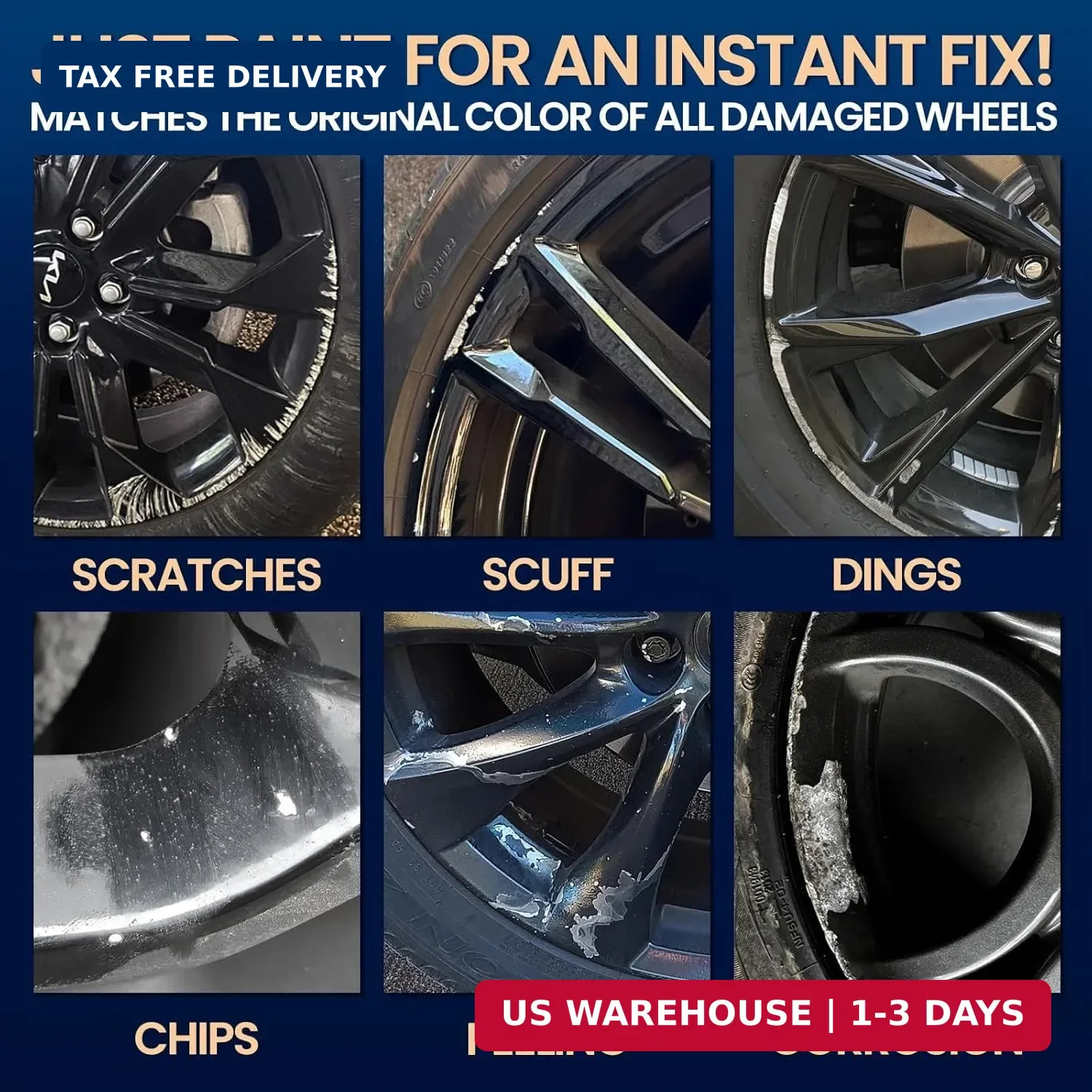 cocomfix Gloss Black Rim Touch Up Paint, Wheel Scratch Repair Pen, 1 fl oz | Whe