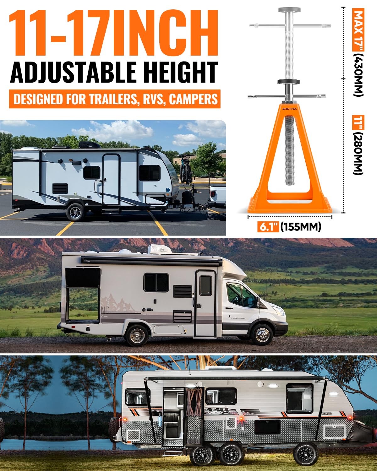 Ezuvita 4-Pack Rv Stabilizer Supports Up To 7500 Lbs Adjustable 1117 Heavy Duty