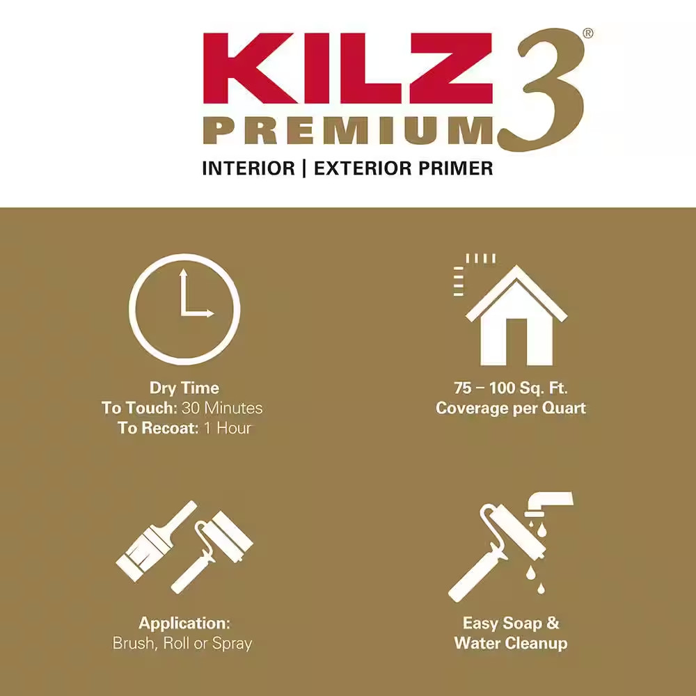 PREMIUM 1 Qt. White Interior/Exterior Primer, Heavy-Duty High Hide Sealer