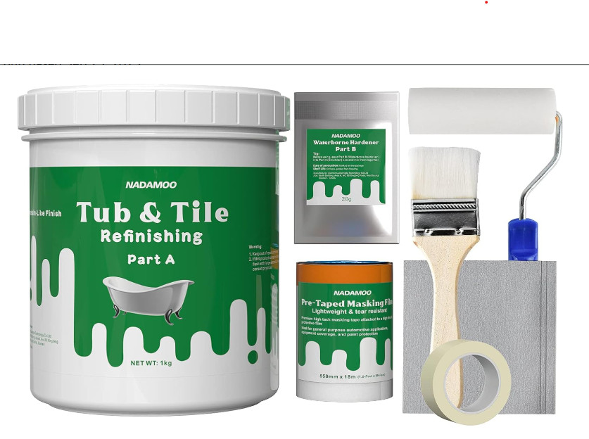 NADAMOO Tub and Tile Refinishing Kit White, without Tools, 500G/17 Oz Emulsion a